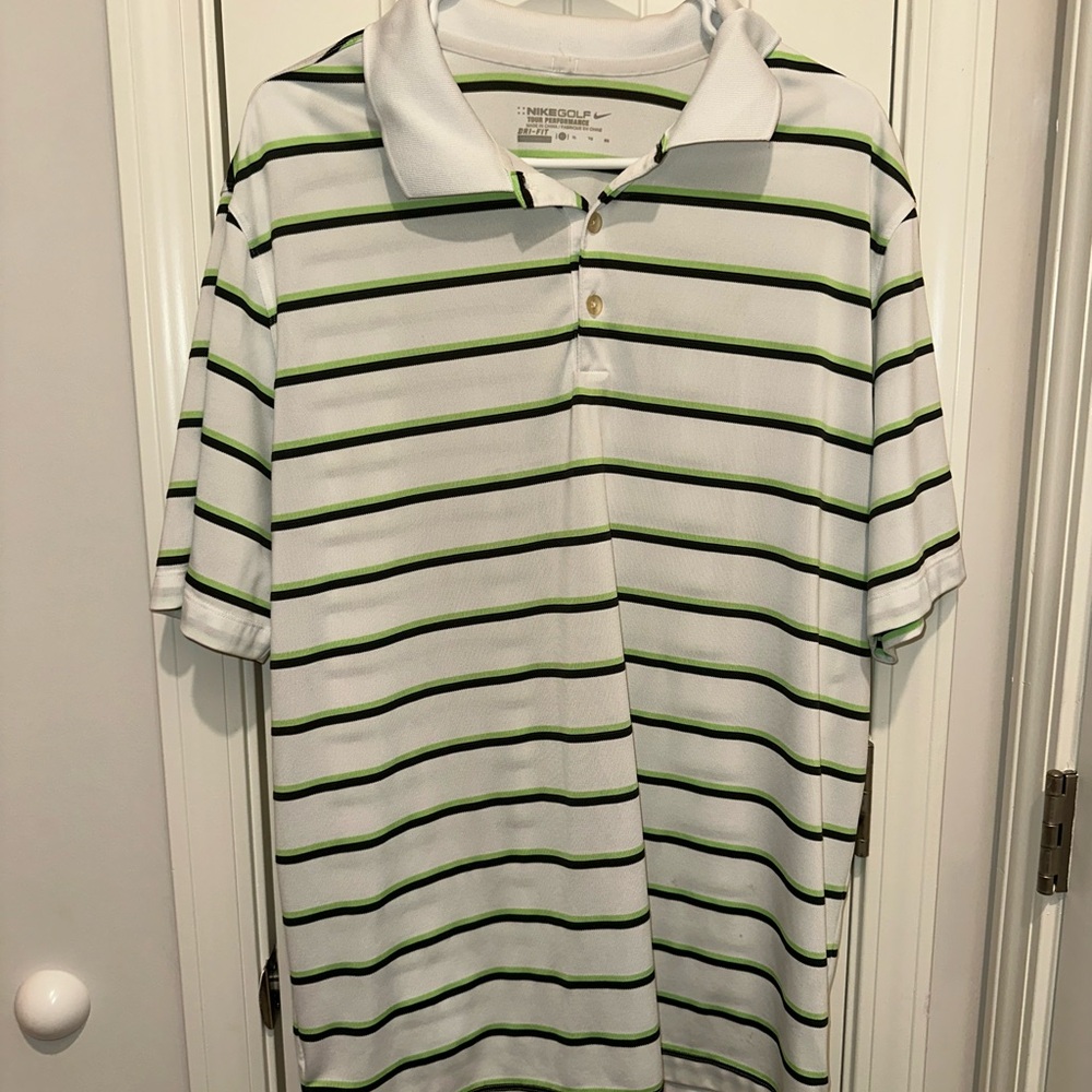 Men's White Striped Polo Shirt  ⛳️